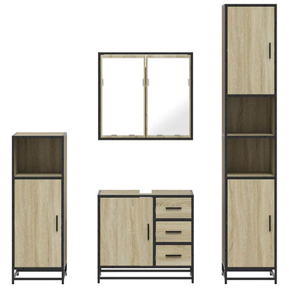Set Mobili da Bagno 4 pz Rovere Sonoma in Legno Multistrato | homemem39