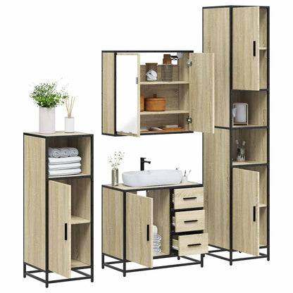Set Mobili da Bagno 4 pz Rovere Sonoma in Legno Multistrato | homemem39