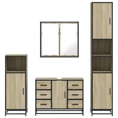 Set Mobili da Bagno 4 pz Rovere Sonoma in Legno Multistrato | homemem39