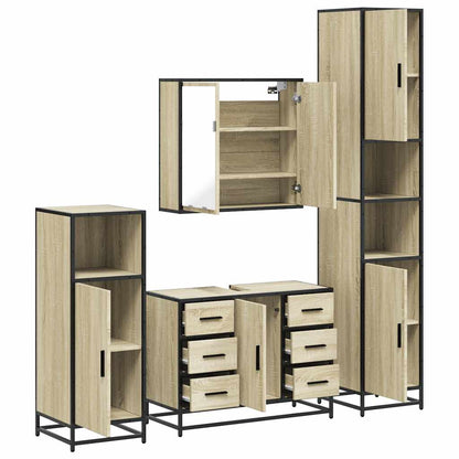 Set Mobili da Bagno 4 pz Rovere Sonoma in Legno Multistrato | homemem39
