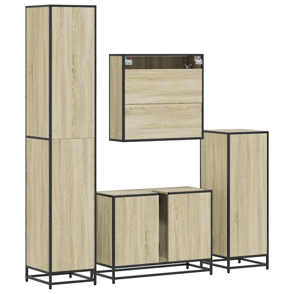 Set Mobili da Bagno 4 pz Rovere Sonoma in Legno Multistrato | homemem39