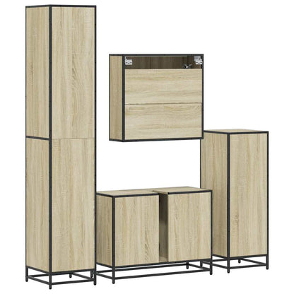 Set Mobili da Bagno 4 pz Rovere Sonoma in Legno Multistrato | homemem39