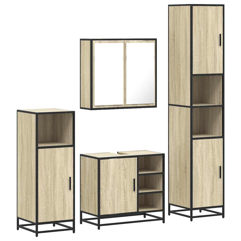 Set Mobili da Bagno 4 pz Rovere Sonoma in Legno Multistrato | homemem39