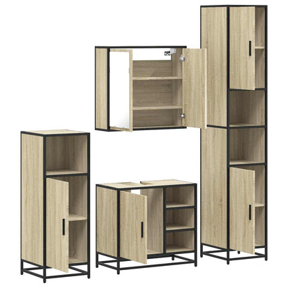 Set Mobili da Bagno 4 pz Rovere Sonoma in Legno Multistrato | homemem39