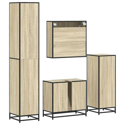 Set Mobili da Bagno 4 pz Rovere Sonoma in Legno Multistrato | homemem39