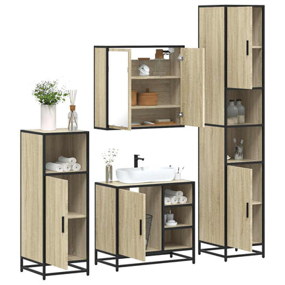 Set Mobili da Bagno 4 pz Rovere Sonoma in Legno Multistrato | homemem39