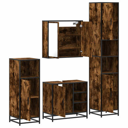 Set Mobili da Bagno 4 pz Rovere Fumo in Legno Multistrato | homemem39