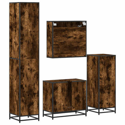 Set Mobili da Bagno 4 pz Rovere Fumo in Legno Multistrato | homemem39