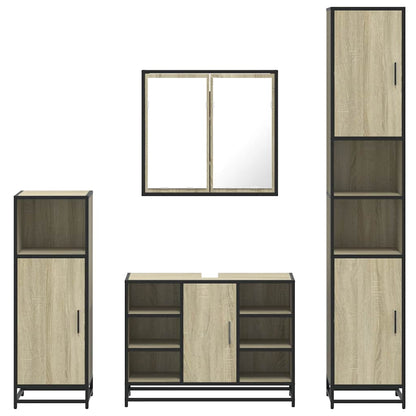 Set Mobili da Bagno 4 pz Rovere Sonoma in Legno Multistrato | homemem39