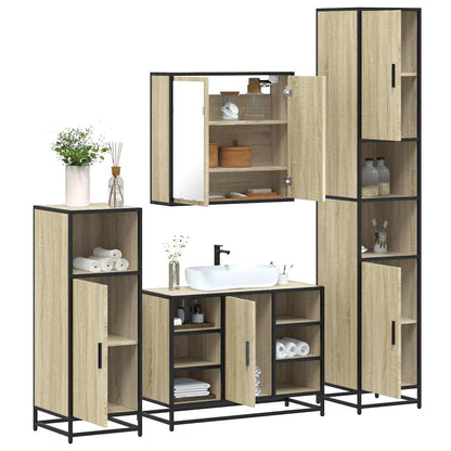Set Mobili da Bagno 4 pz Rovere Sonoma in Legno Multistrato | homemem39