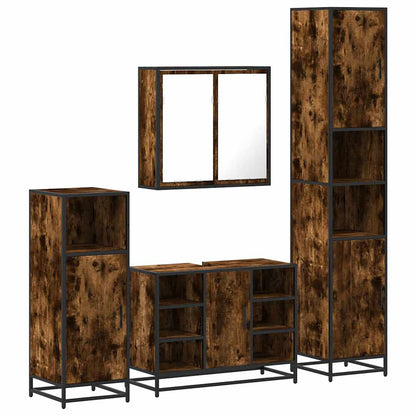 Set Mobili da Bagno 4 pz Rovere Fumo in Legno Multistrato | homemem39