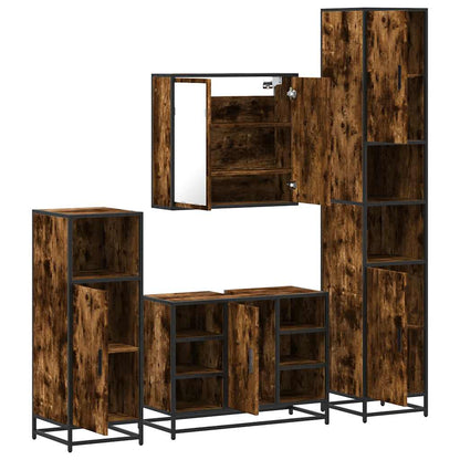 Set Mobili da Bagno 4 pz Rovere Fumo in Legno Multistrato | homemem39