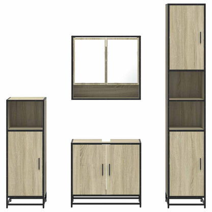 Set Mobili da Bagno 4 pz Rovere Sonoma in Legno Multistrato | homemem39