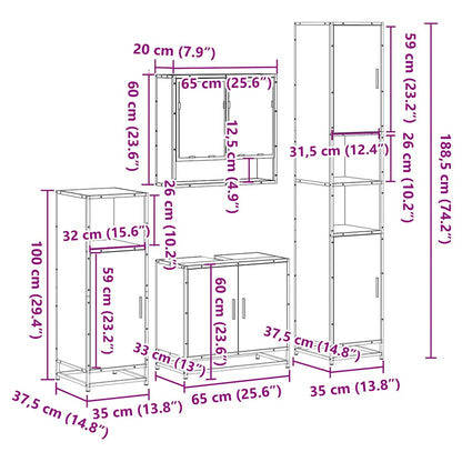Set Mobili da Bagno 4 pz Rovere Sonoma in Legno Multistrato | homemem39