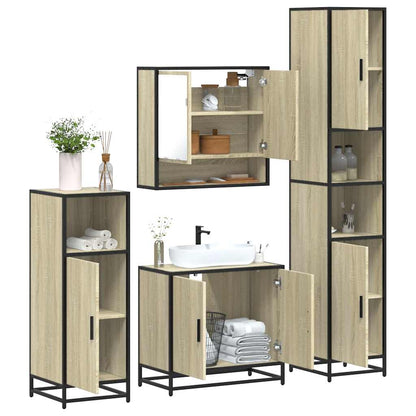 Set Mobili da Bagno 4 pz Rovere Sonoma in Legno Multistrato | homemem39