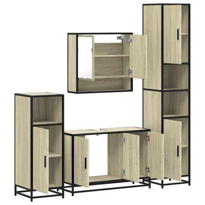 Set Mobili da Bagno 4 pz Rovere Sonoma in Legno Multistrato | homemem39