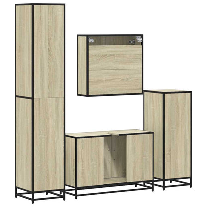 Set Mobili da Bagno 4 pz Rovere Sonoma in Legno Multistrato | homemem39