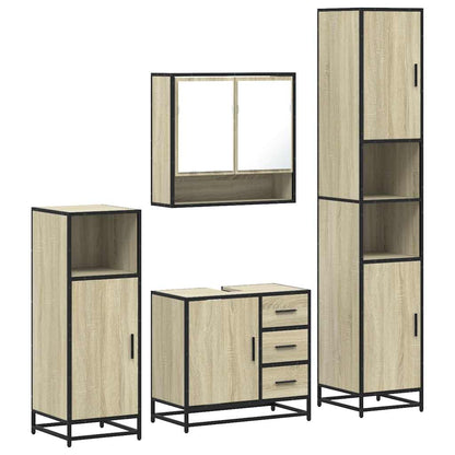 Set Mobili da Bagno 4 pz Rovere Sonoma in Legno Multistrato | homemem39