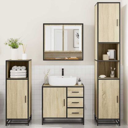 Set Mobili da Bagno 4 pz Rovere Sonoma in Legno Multistrato | homemem39
