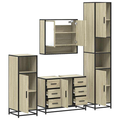 Set Mobili da Bagno 4 pz Rovere Sonoma in Legno Multistrato | homemem39