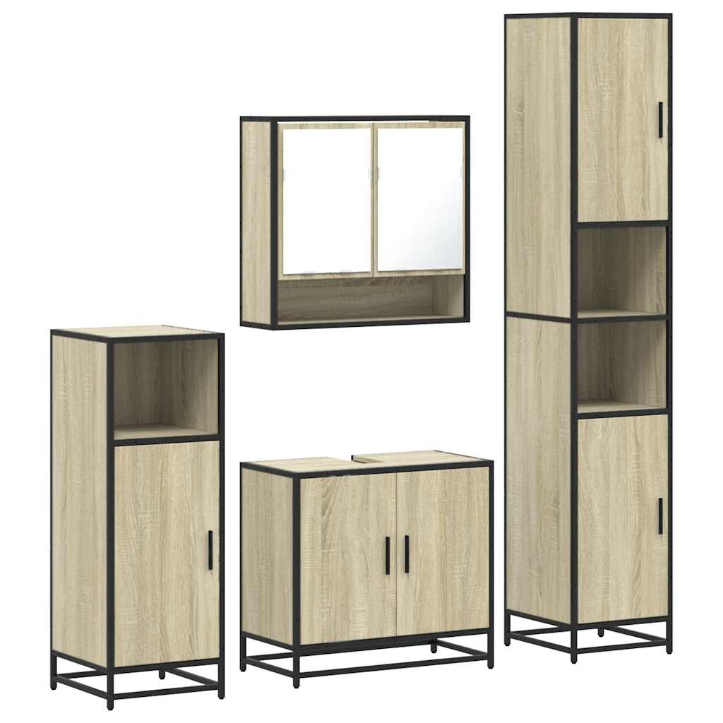 Set Mobili da Bagno 4 pz Rovere Sonoma in Legno Multistrato | homemem39