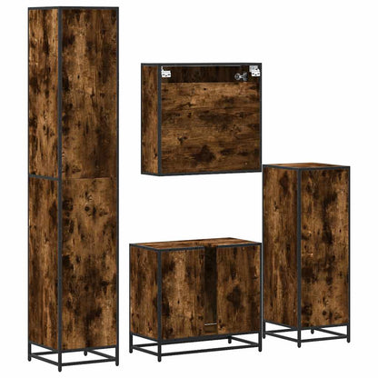 Set Mobili da Bagno 4 pz Rovere Fumo in Legno Multistrato | homemem39