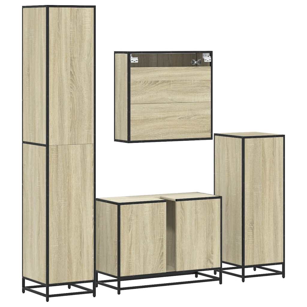 Set Mobili da Bagno 4 pz Rovere Sonoma in Legno Multistrato | homemem39
