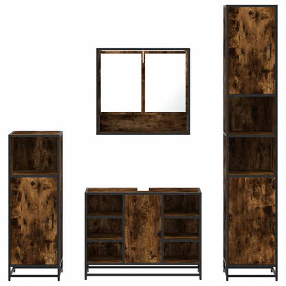 Set Mobili da Bagno 4 pz Rovere Fumo in Legno Multistrato | homemem39