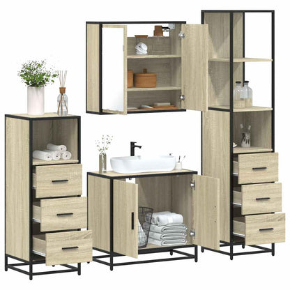 Set Mobili da Bagno 4 pz Rovere Sonoma in Legno Multistrato | homemem39