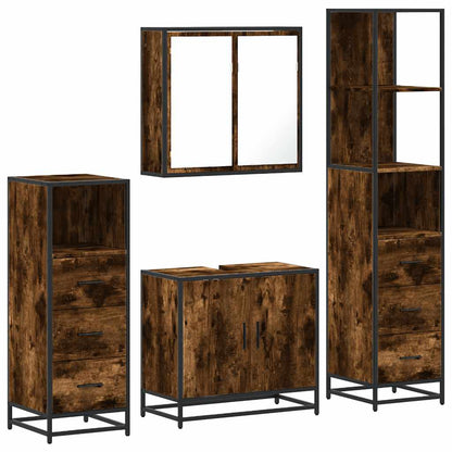 Set Mobili da Bagno 4 pz Rovere Fumo in Legno Multistrato | homemem39