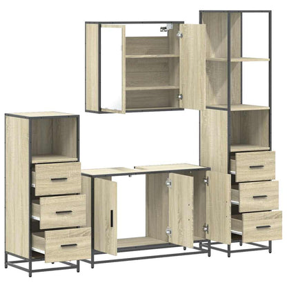 Set Mobili da Bagno 4 pz Rovere Sonoma in Legno Multistrato | homemem39