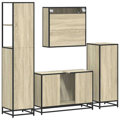 Set Mobili da Bagno 4 pz Rovere Sonoma in Legno Multistrato | homemem39