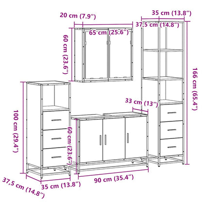 Set Mobili da Bagno 4 pz Rovere Sonoma in Legno Multistrato | homemem39