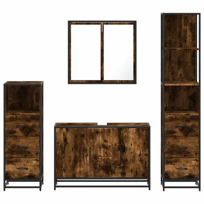 Set Mobili da Bagno 4 pz Rovere Fumo in Legno Multistrato | homemem39