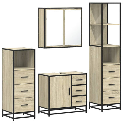 Set Mobili da Bagno 4 pz Rovere Sonoma in Legno Multistrato | homemem39