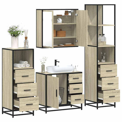 Set Mobili da Bagno 4 pz Rovere Sonoma in Legno Multistrato | homemem39