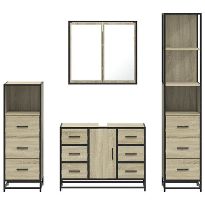 Set Mobili da Bagno 4 pz Rovere Sonoma in Legno Multistrato | homemem39