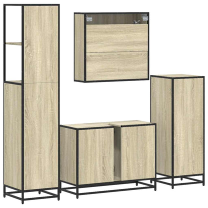 Set Mobili da Bagno 4 pz Rovere Sonoma in Legno Multistrato | homemem39