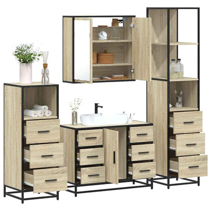 Set Mobili da Bagno 4 pz Rovere Sonoma in Legno Multistrato | homemem39