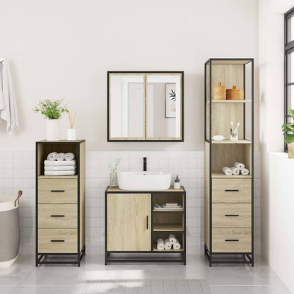 Set Mobili da Bagno 4 pz Rovere Sonoma in Legno Multistrato | homemem39