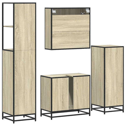 Set Mobili da Bagno 4 pz Rovere Sonoma in Legno Multistrato | homemem39