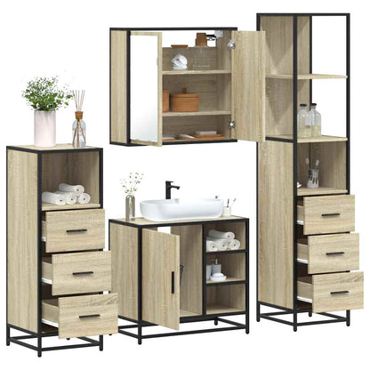 Set Mobili da Bagno 4 pz Rovere Sonoma in Legno Multistrato | homemem39