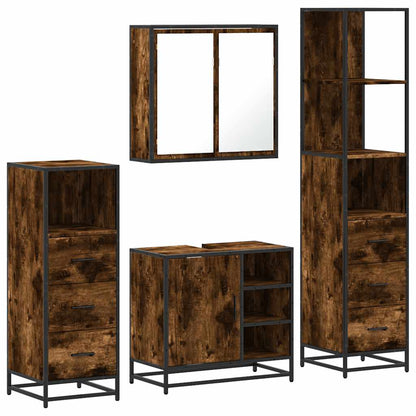 Set Mobili da Bagno 4 pz Rovere Fumo in Legno Multistrato | homemem39
