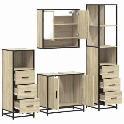 Set Mobili da Bagno 4 pz Rovere Sonoma in Legno Multistrato | homemem39