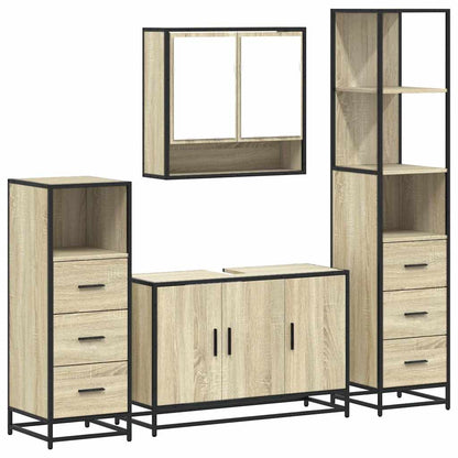 Set Mobili da Bagno 4 pz Rovere Sonoma in Legno Multistrato | homemem39