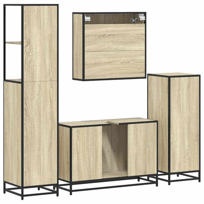 Set Mobili da Bagno 4 pz Rovere Sonoma in Legno Multistrato | homemem39