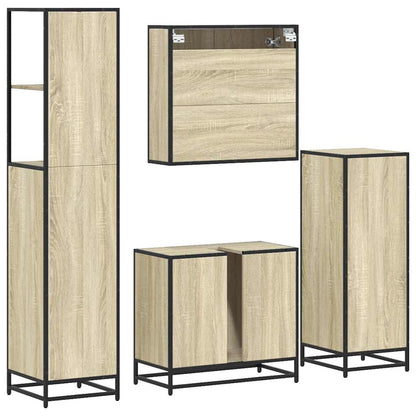 Set Mobili da Bagno 4 pz Rovere Sonoma in Legno Multistrato | homemem39