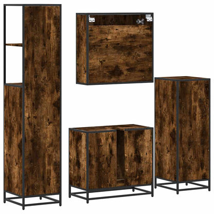 Set Mobili da Bagno 4 pz Rovere Fumo in Legno Multistrato | homemem39