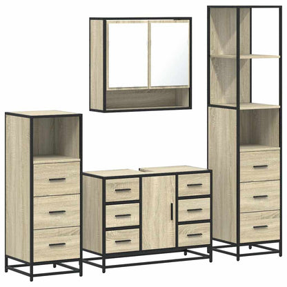 Set Mobili da Bagno 4 pz Rovere Sonoma in Legno Multistrato | homemem39