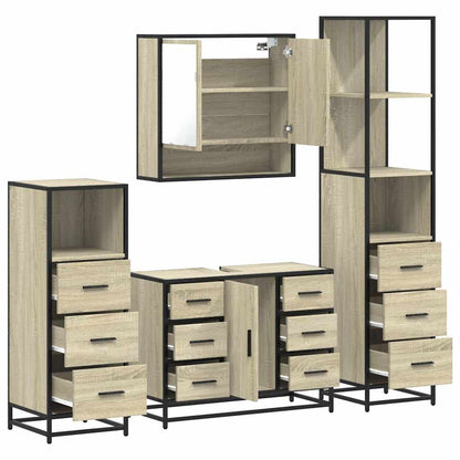 Set Mobili da Bagno 4 pz Rovere Sonoma in Legno Multistrato | homemem39